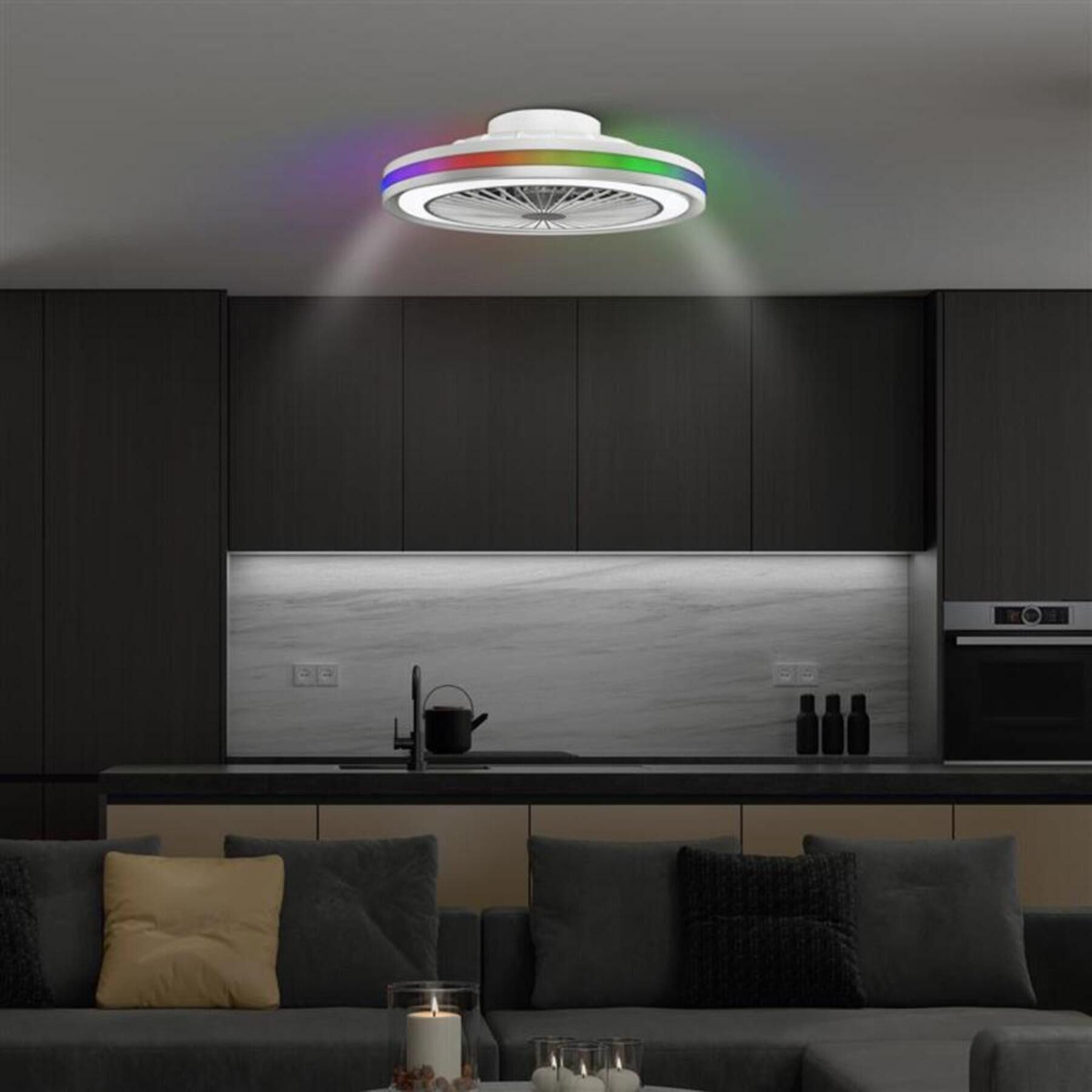 MeLiTec LED Deckenleuchte mit Ventilator DV06, einstellbar, Deckenleuchte mit Ventilator DV06