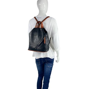 Antonio Umhängetasche Antonio Damen Freizeit Rucksack schwarz (Stück, Stück), Reißverschluss