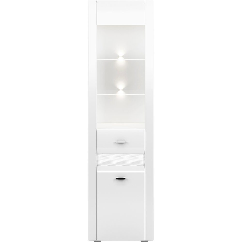 Lomadox Wohnwand 3-teilig (3-St., Hochglanz LED AURICH-131, weiß 3-tlg), Beleuchtung inkl