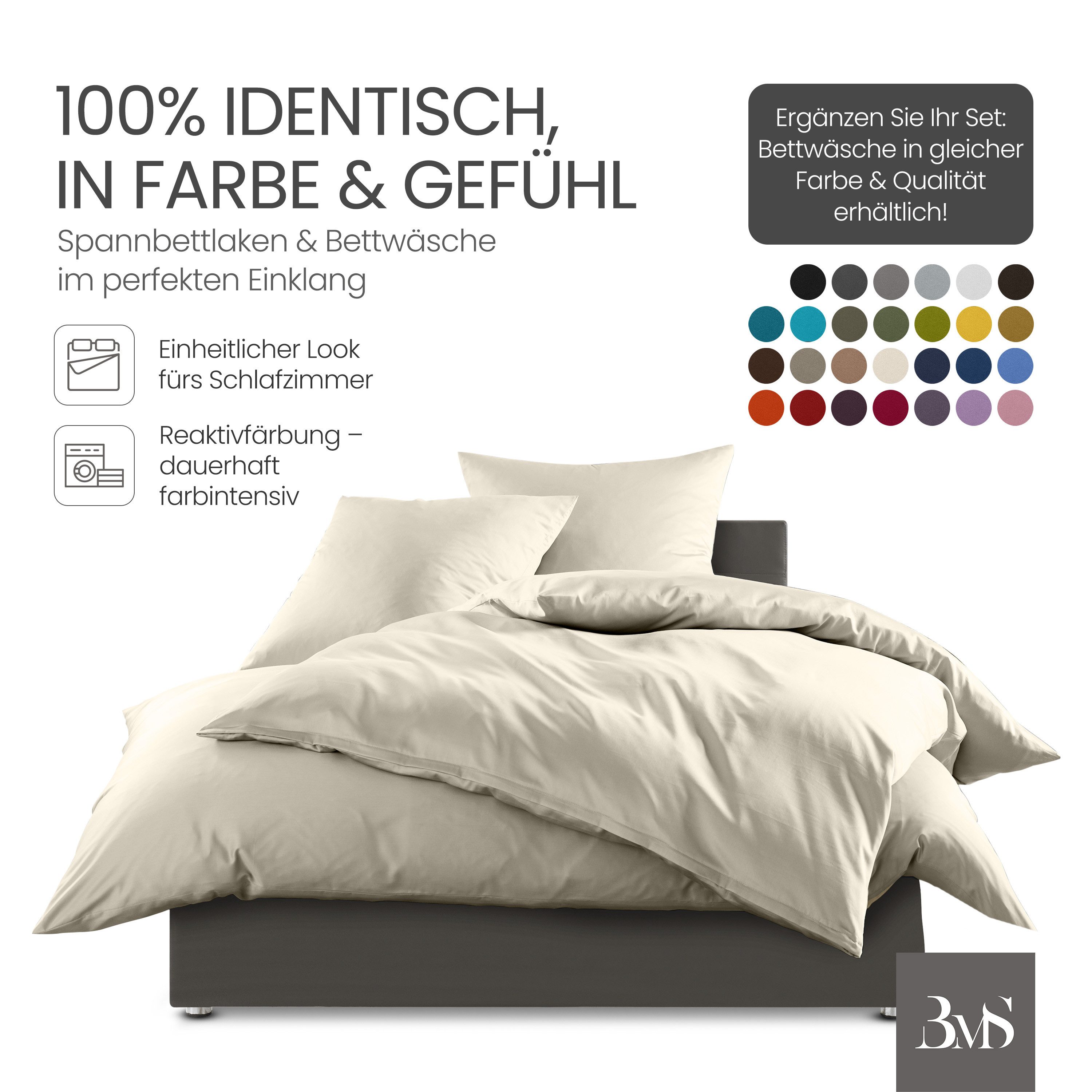 BETTWAESCHE-MIT-STIL Spannbettlaken Mako Satin Spannbettlaken, Matratzenhöhe 21-30 cm, Mako-Satin, Gummizug: rundum, (1 Stück) – Bild 4 von 5