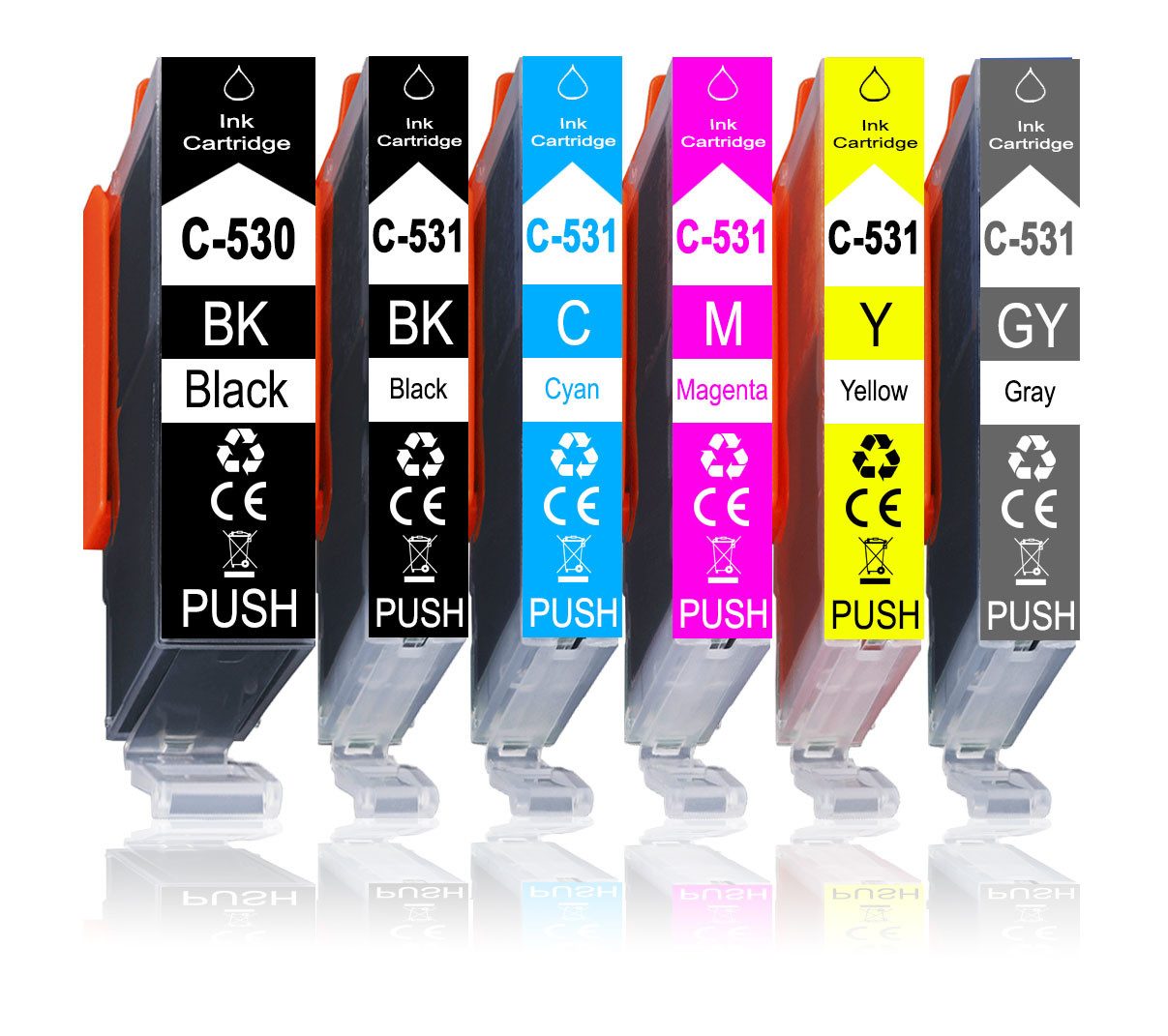 Druckerparadies 6er Pack Druckerpatronen 530 531 XL kompatibel mit Canon TS8750 Tintenpatrone (6-tlg)