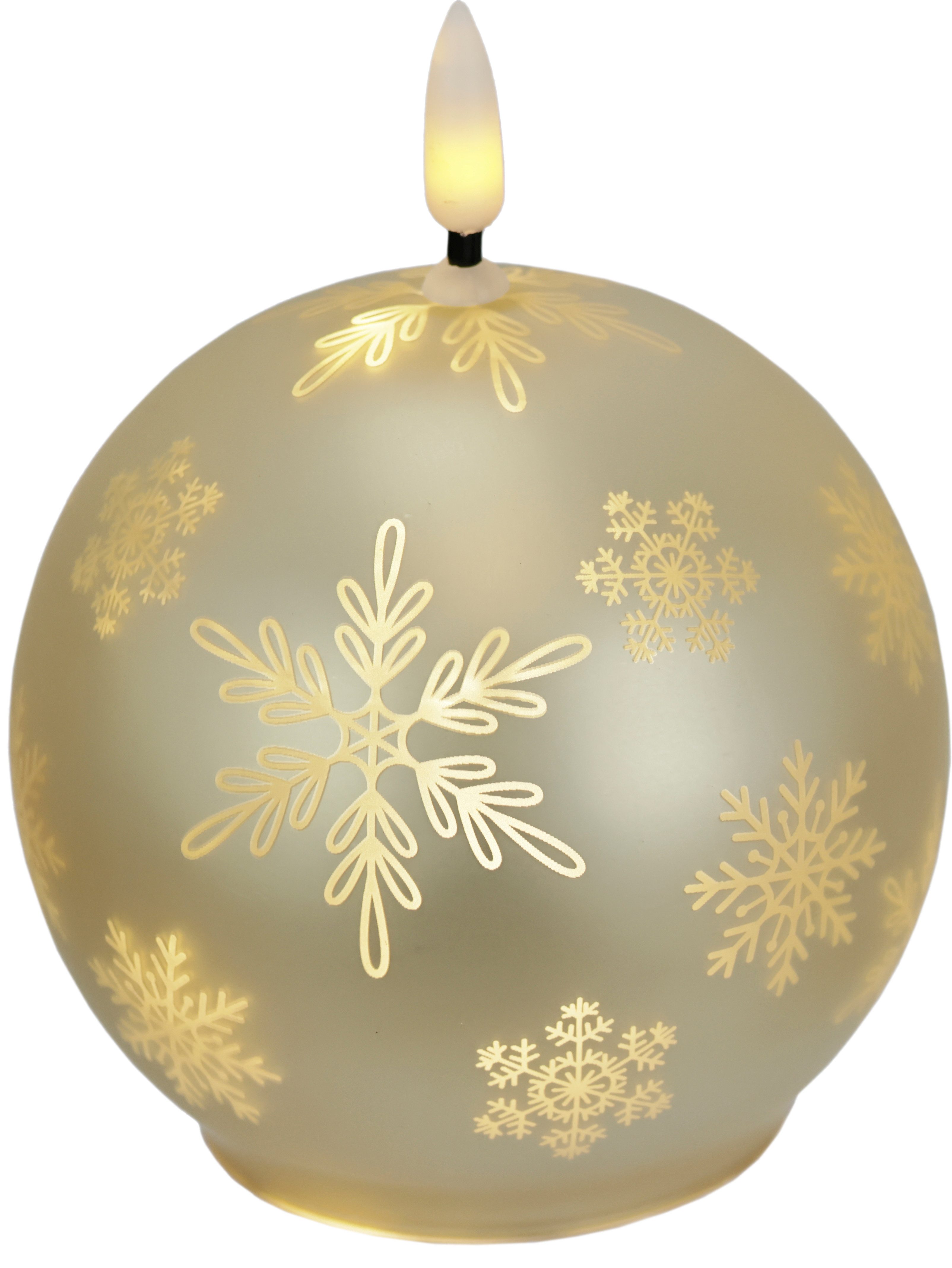 I.GE.A. LED-Kerze Kugel-Kerze A, aus Glas batteriebetrieben mit Timer Adventskranz Adventskerzen