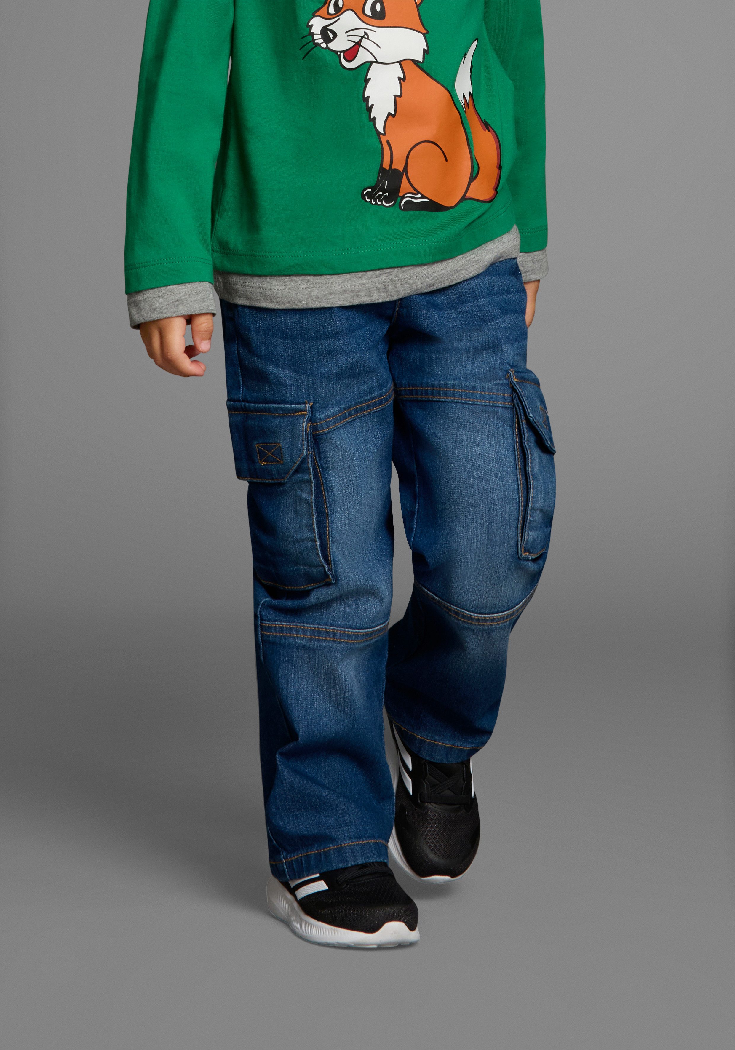 KangaROOS Schlupfjeans Cargo-Jeans für kleine Jungen Stretchjeans mit coolen Cargotaschen