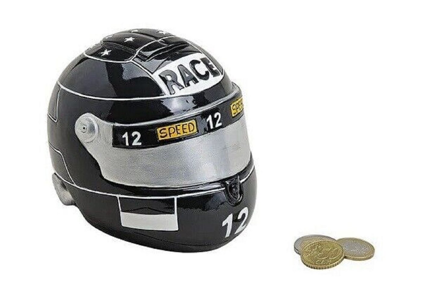 Wurm Spardose Spardose Motorradhelm schwarz Poly 14x11x11cm