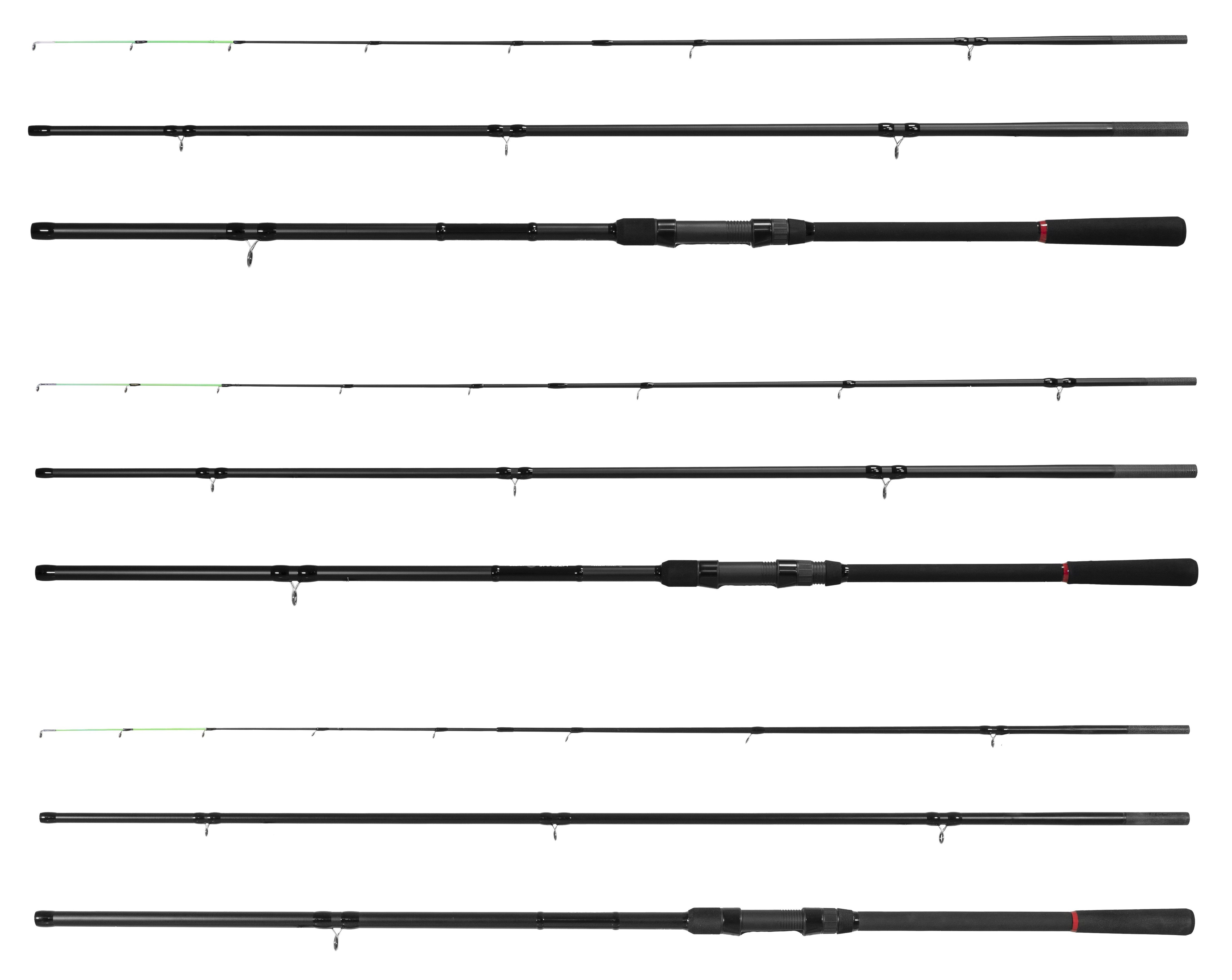 Delphin.sk Feederrute YAKUZA Feeder Rute - 300cm 330cm 360cm - 100g Wurfgewicht + 2 Spitzen, (5-tlg), Die Rute verfügt natürlich über ausreichend Kraftreserven