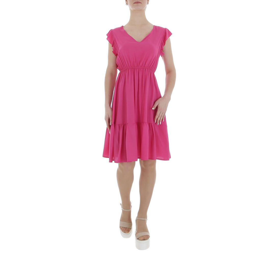 Ital-Design Sommerkleid Damen Freizeit (85941301) Rüschen Sommerkleid in Pink