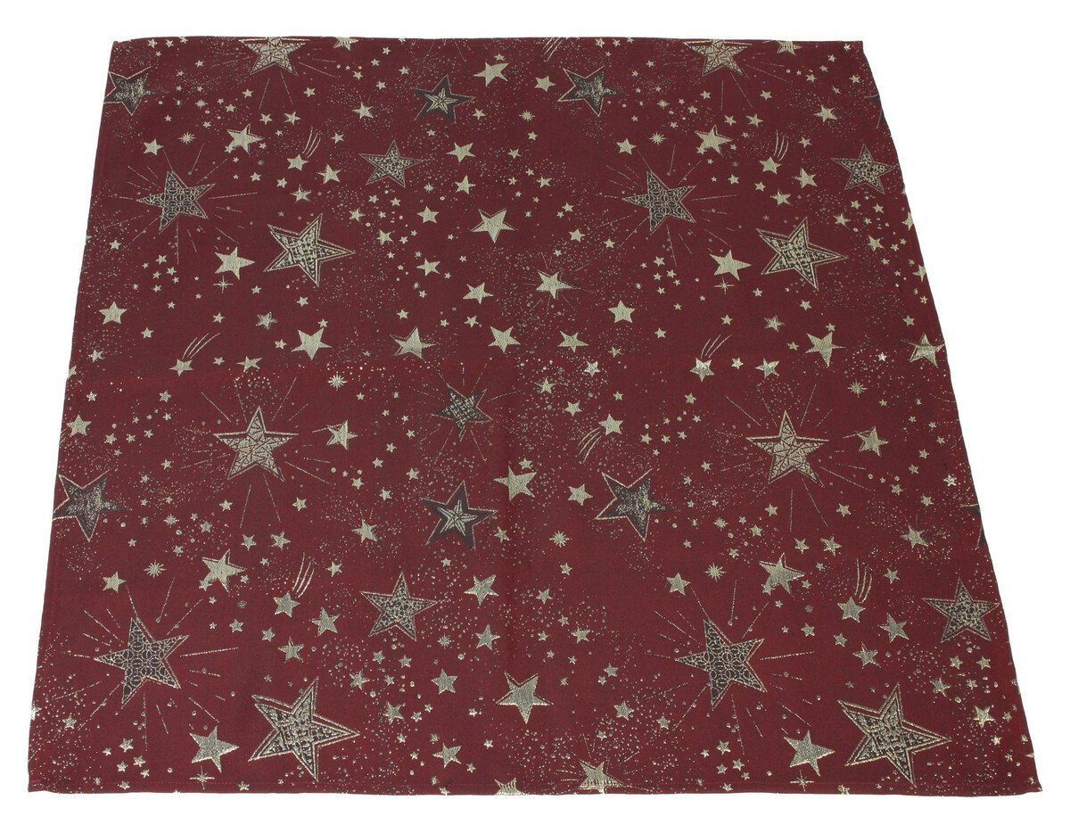 Home-trends24.de Tischdecke Tischdecke Tischband Weihnachtsdeko Tischdeko Dunkelrot Sterne 85 x 85