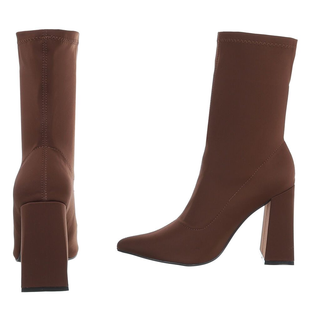 Ital-Design Elegante Blockabsatz-Stiefeletten für Damen, komfortabel und stylish High-Heel-Stiefelette (89929921) Blockabsatz Stiefeletten in Braun – Bild 5 von 5