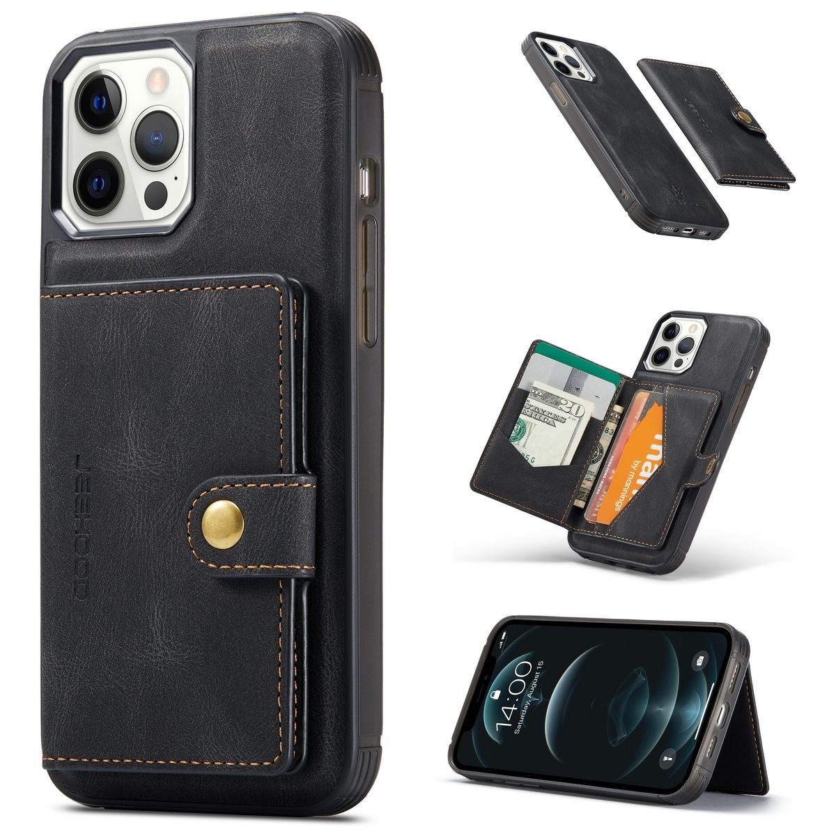 König Design Handyhülle Apple iPhone 13 Pro, Schutzhülle Schutztasche Case Cover Etuis Wallet Klapptasche Bookstyle