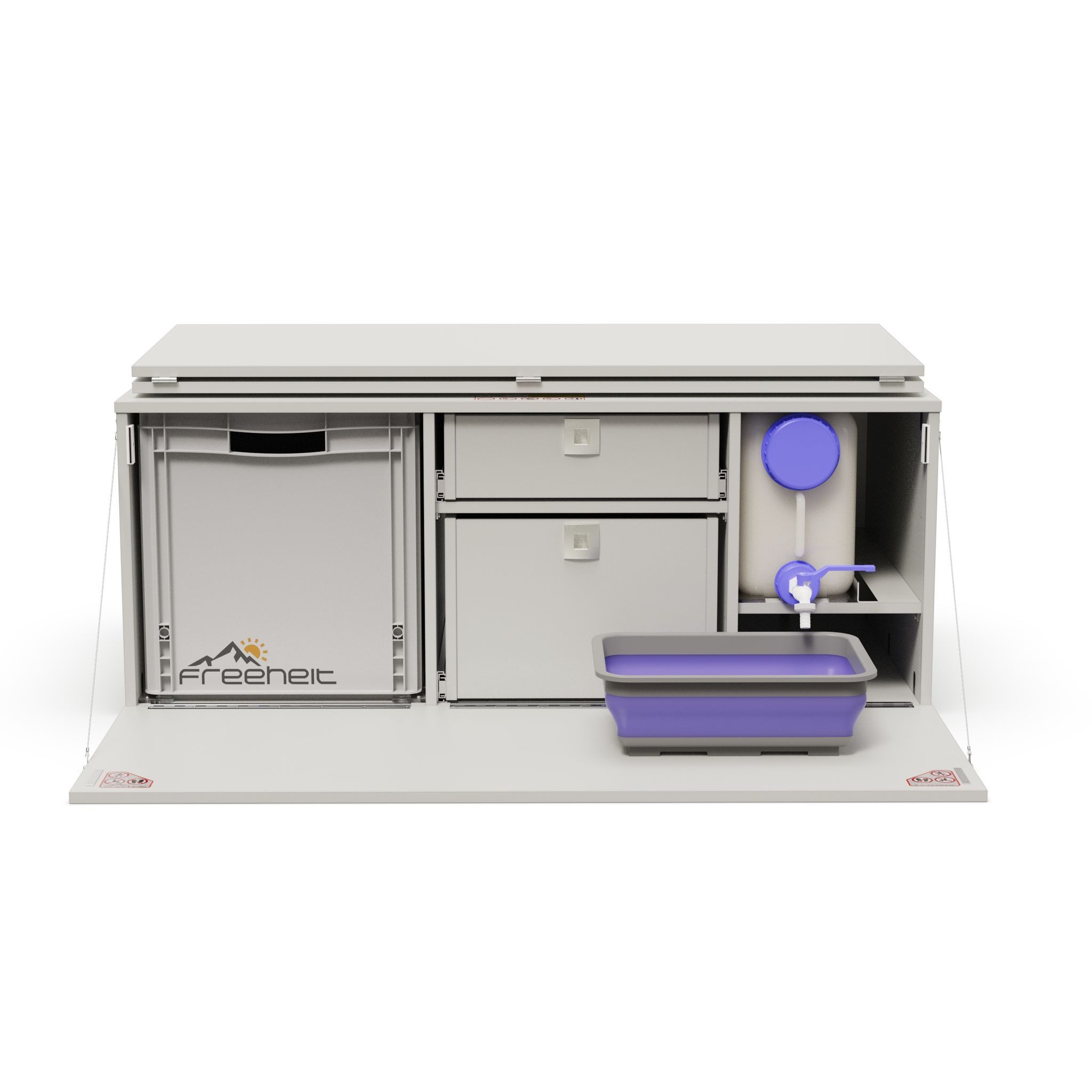 freeheit Schrankmodule (Minivan Heckküche Campingmodul Heckauszug Schlafsystem mit Eurobox) Van Hochdachkombi Mikrocamper Küchenblock Freeheit Flexicamp 1012