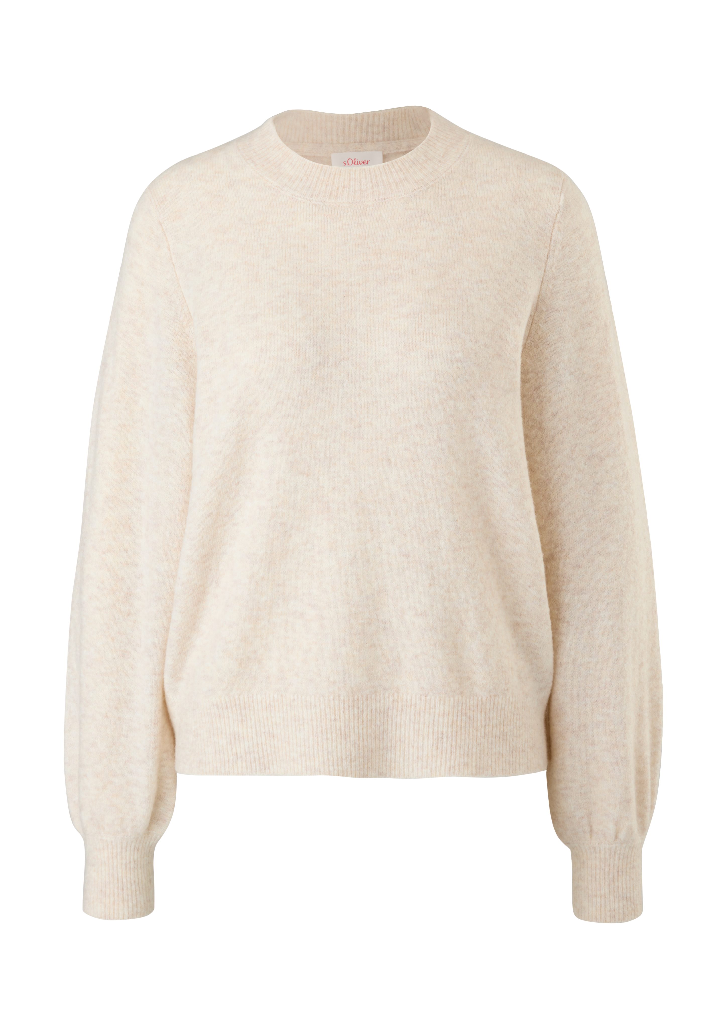 beige s.Oliver Strickpullover Strickpullover aus Wollmix