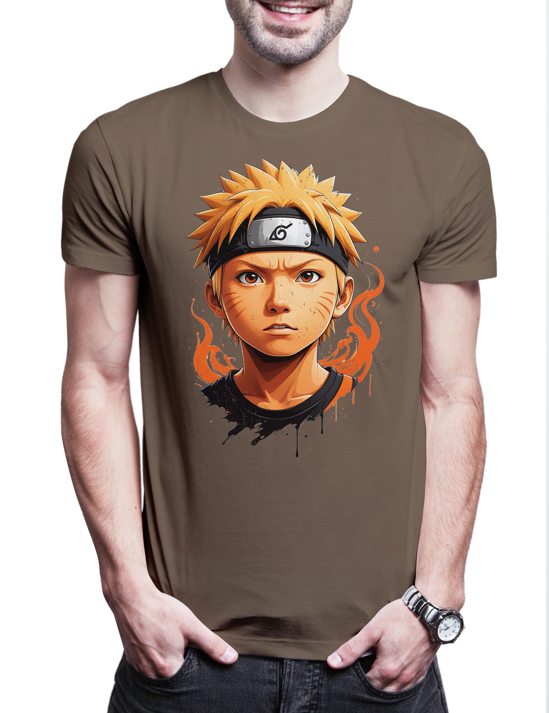 Print-Shirt Anime Ninja Portrait Herren T-Shirt Shinobi System Naruto Dattebayo
