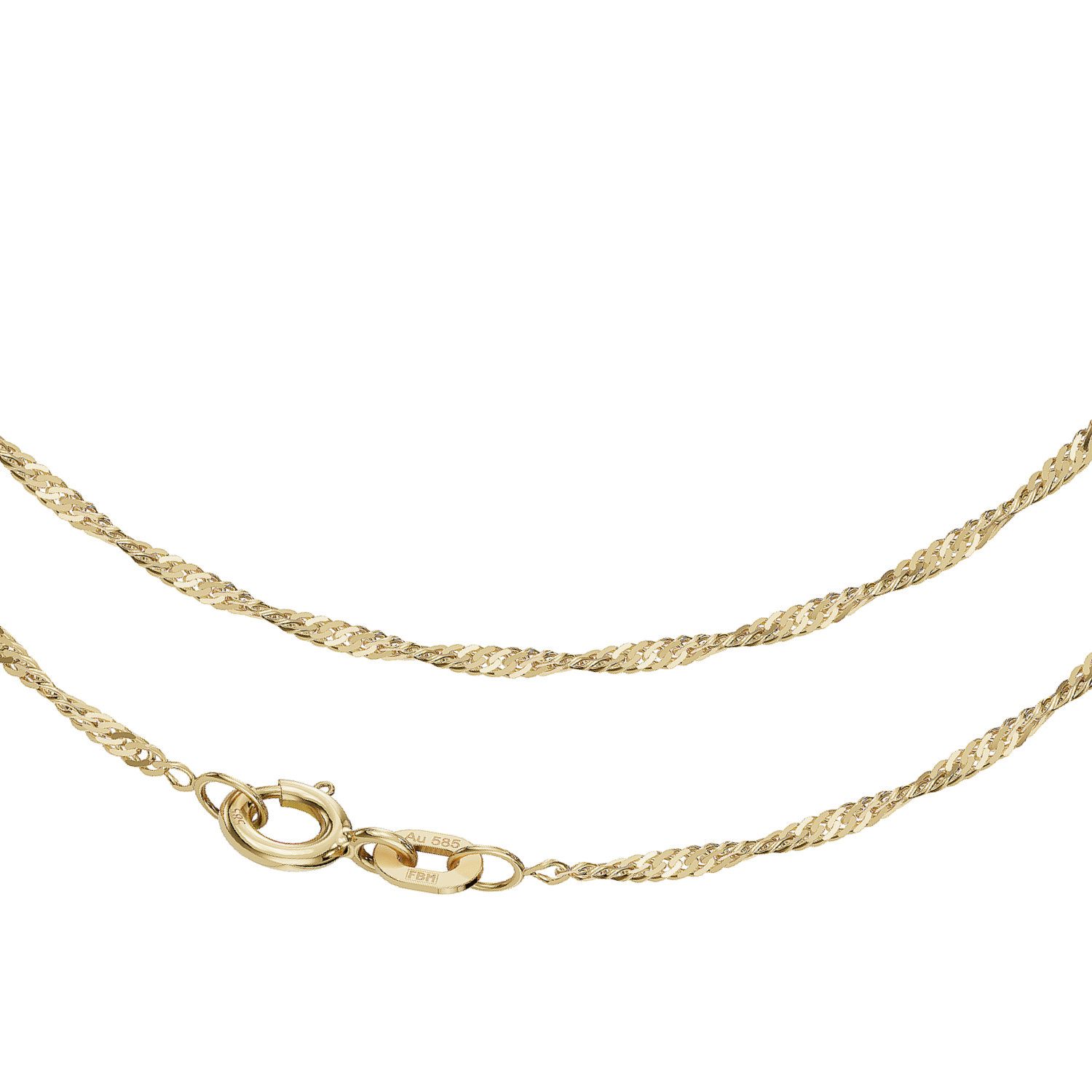 Goldkette JB Edle Goldkette Singapurkette 585 - 14 K Gold 1,4 mm 45 cm