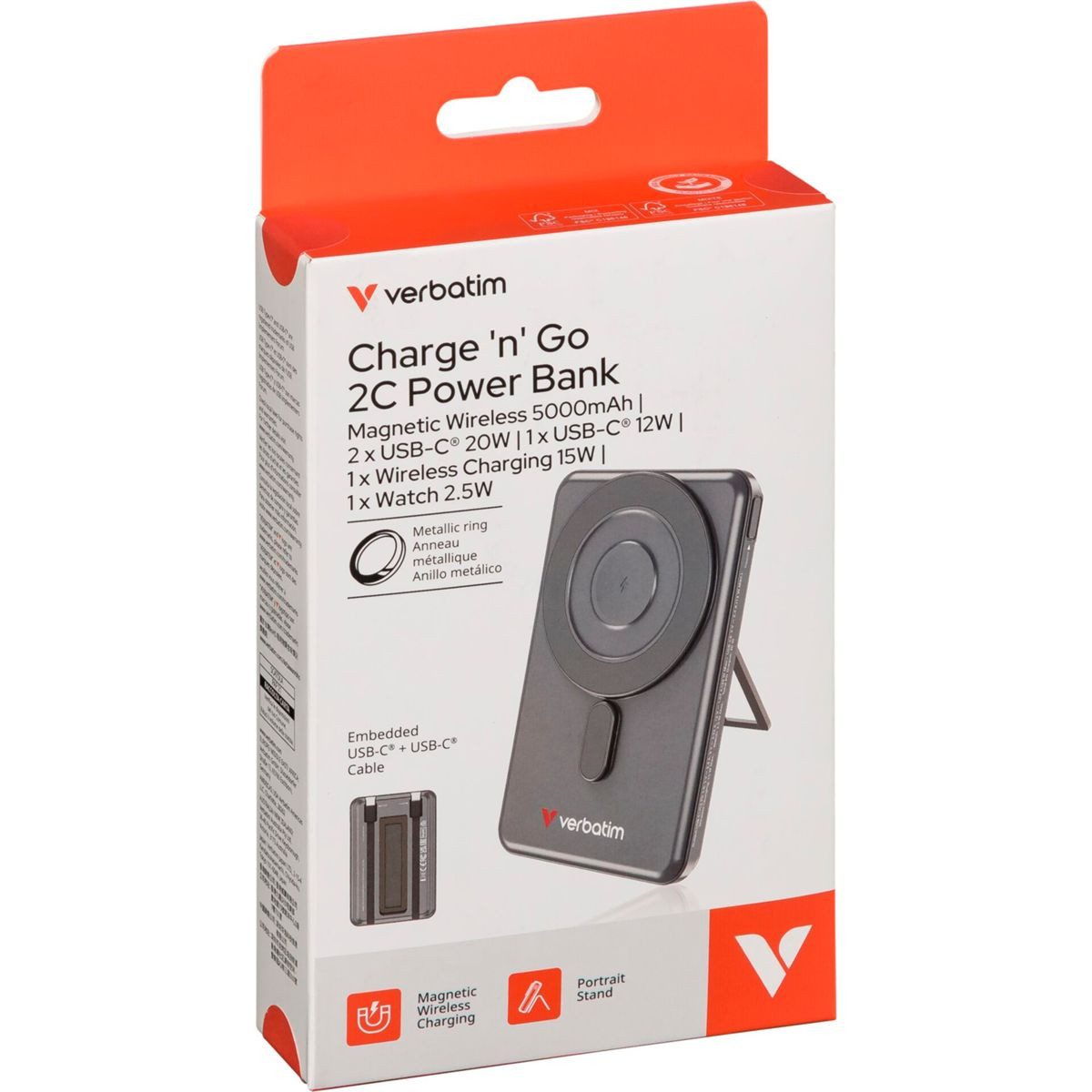 Verbatim Charge´n´Go 2C 5000mAh magn. PB inkl.2 Kabel Powerstation