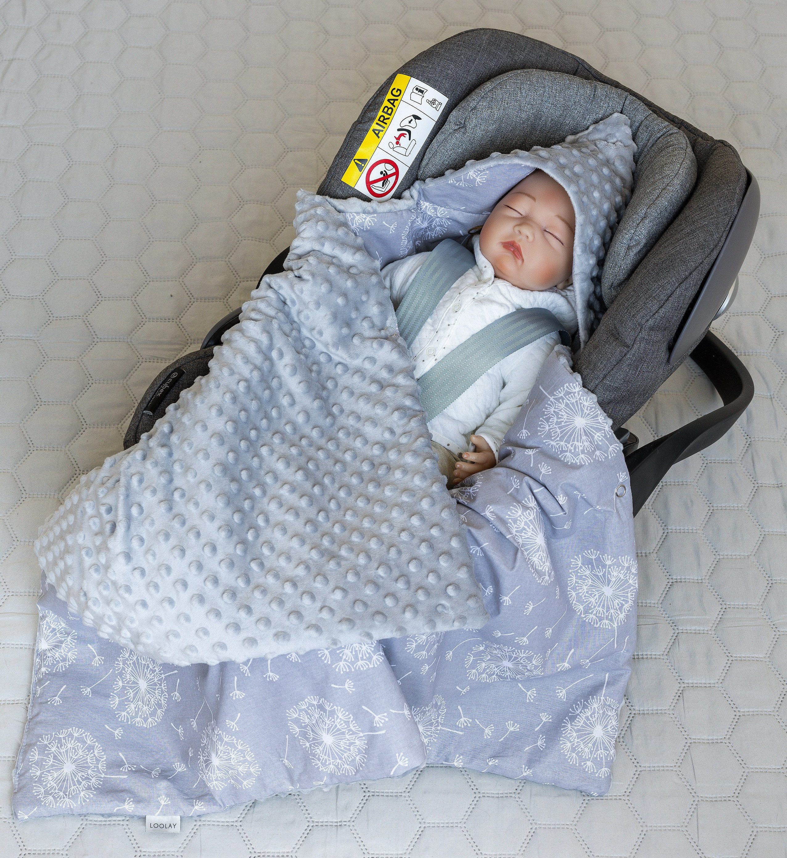 Babytrage Einschlagdecke für Kinder Autositz und Babyschale Babytrage 90 x 90 cm