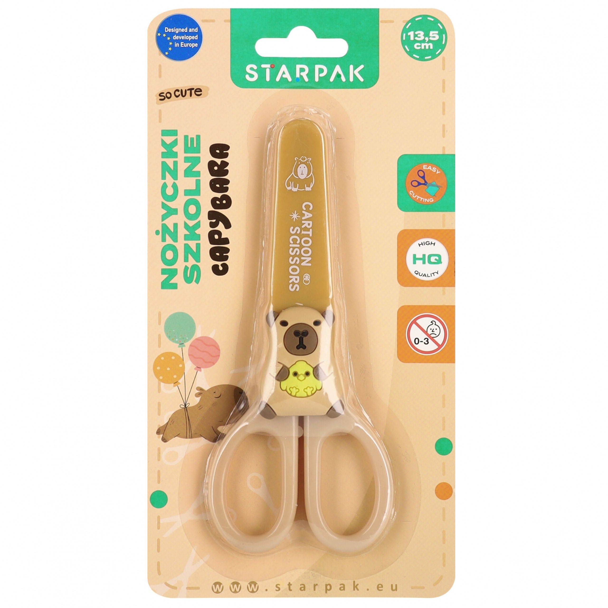 Sarcia.eu Papierscheren Wasserschwein Sichere Schulscheren für Kinder, mit Schutzkappe, 13,5cm