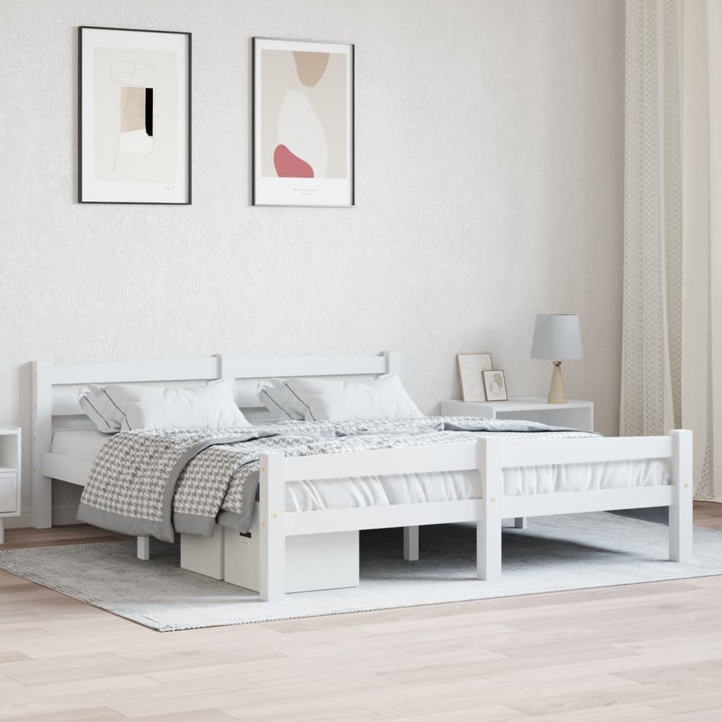 furnicato Bettgestell Massivholzbett Weiß Kiefer 160x200 cm (1-tlg) günstig online kaufen