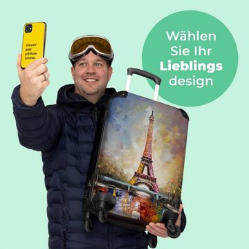 NoBoringSuitcases.com© Koffer Eiffelturm - Ölgemälde - Paris 67x43x25cm, 4 Rollen, Mittelgroßer Koffer für Erwachsene, Reisekoffer