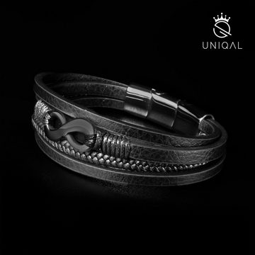 UNIQAL.de Lederarmband Unendlichkeit Leder Armband "NICE INFINITY" Herren (Unendlichkeitszeichen, Leder, Handgefertigt), Designed in Germany