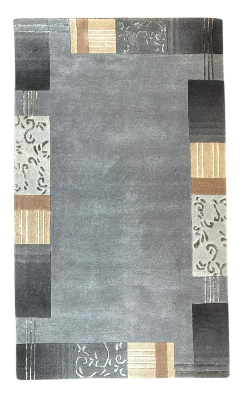 Rug Studios Teppich ORIGINAL NEPAL HANDGEKNÜPFT, Rechteckig, Höhe: 0 mm, Wohnzimmer, 90 x 160 cm, Grau
