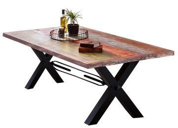 dynamic24 Esstisch, Tisch 180x100 cm Altholz bunt lackiert Altholz mehrfarbig