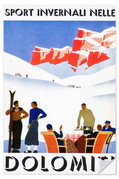 Posterlounge Wandfolie Vintage Ski Collection, Dolomiti, Vintage Illustration
