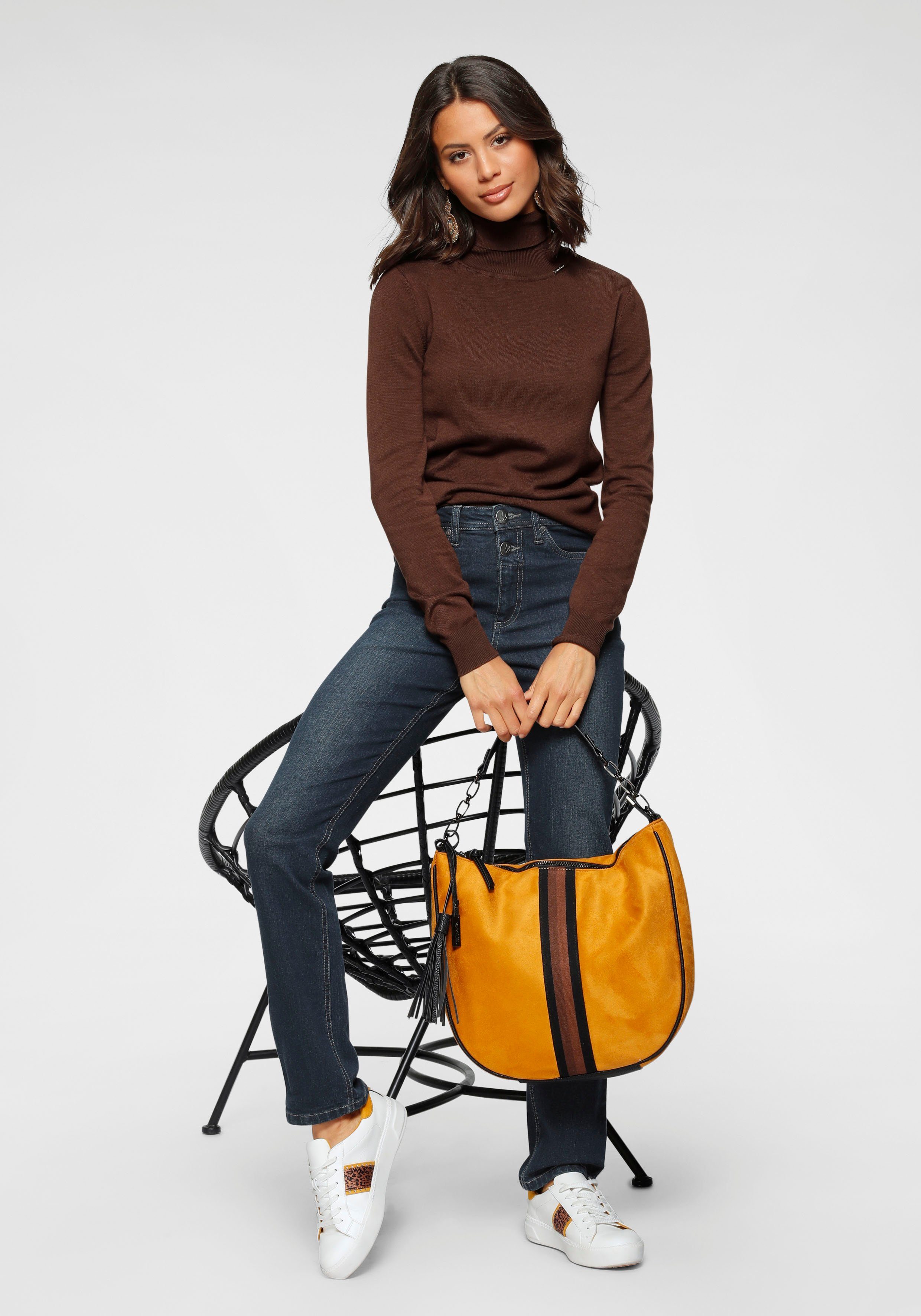 Bruno Banani Rollkragenpullover mit Metalllogo