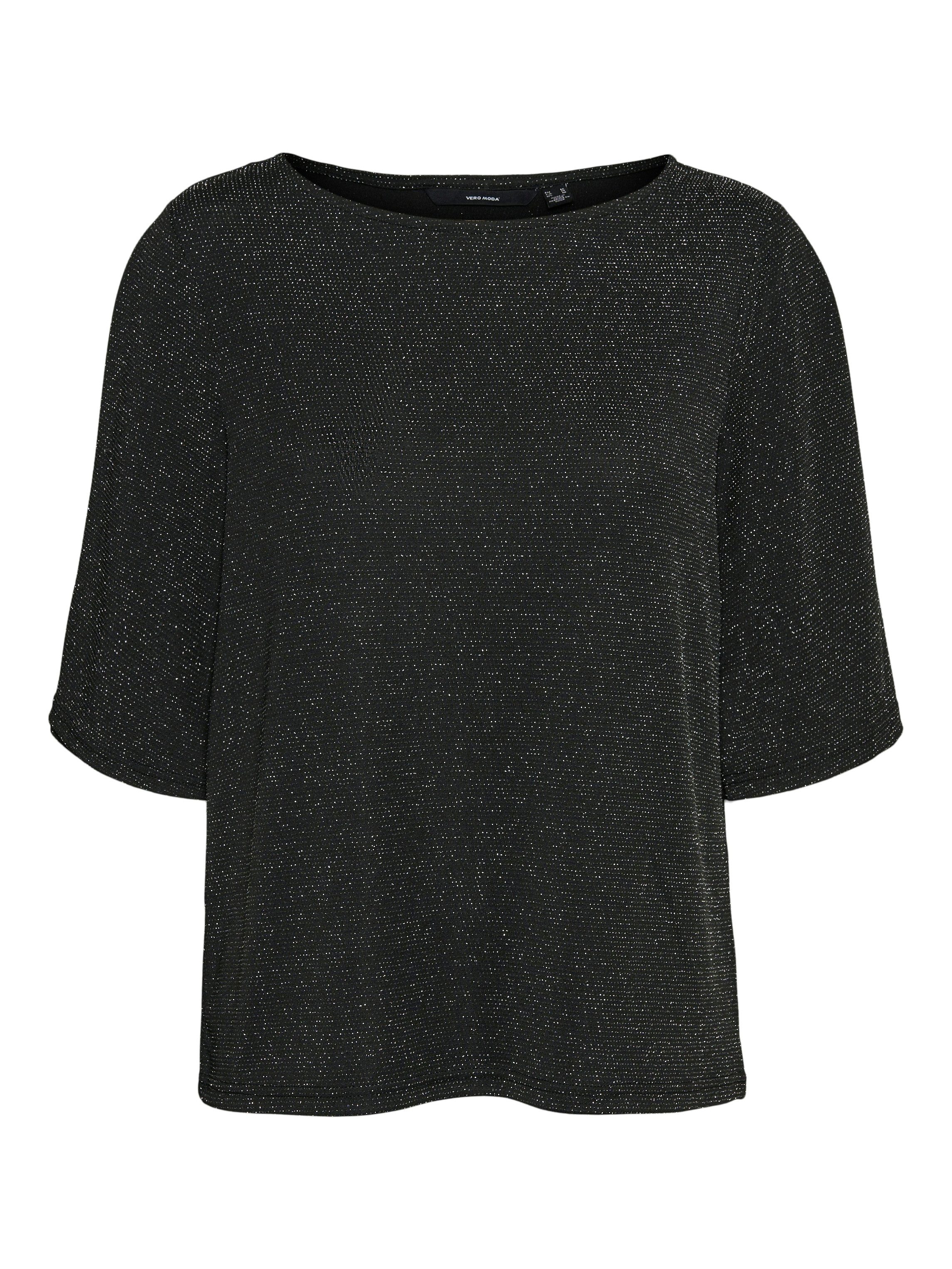 Vero Moda Rundhalsshirt VMKANVA 2/4 GLITTER TOP JRS mit Glitzereffekt