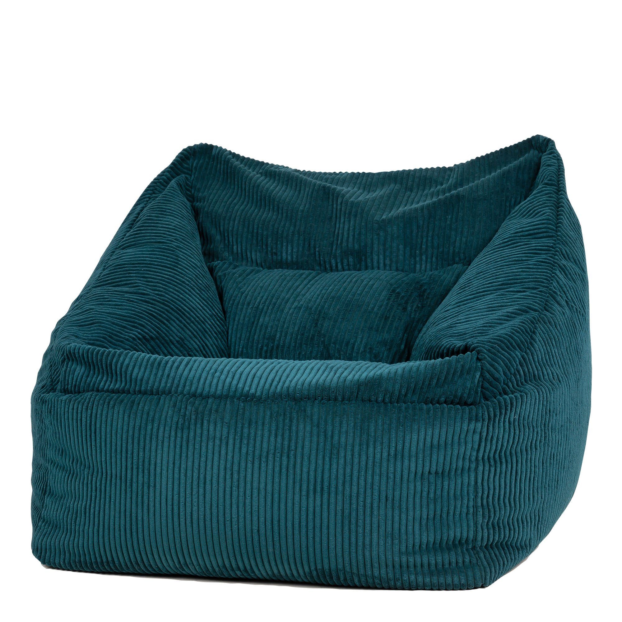 icon Sitzsack Riesen Sitzsack Sessel aus Cord „Morgan“ blaugrün