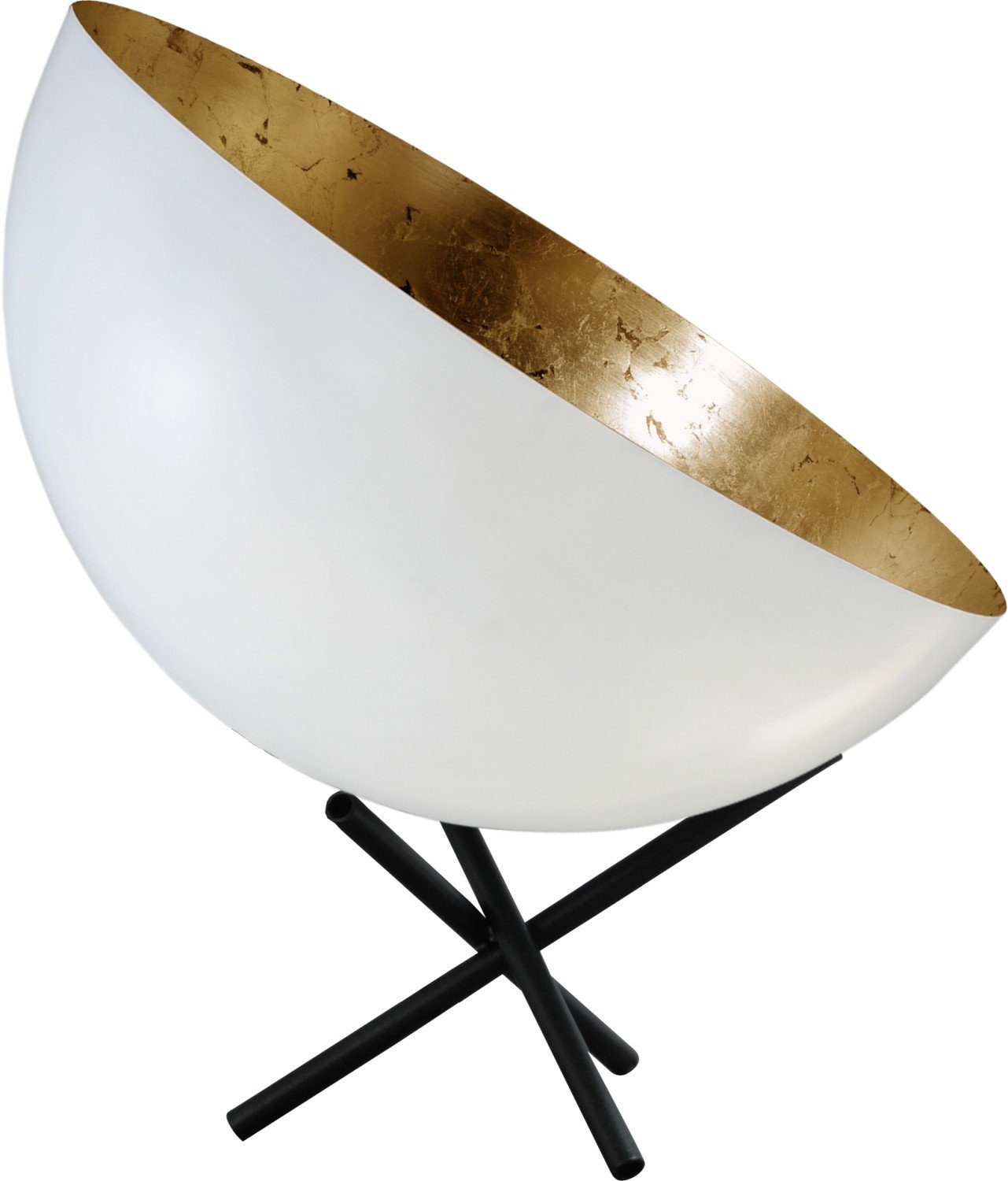 Licht-Erlebnisse Nachttischlampe LARINO, ohne Tischlampe Metall Industrial Gold E27 Weiß cm 44 hoch Design in Leuchtmittel
