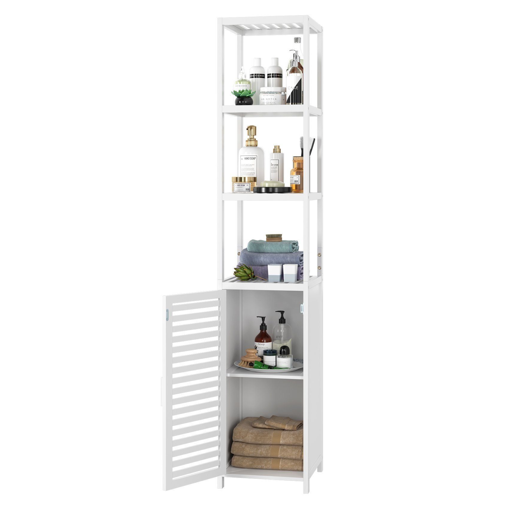 Homfa Hochschrank aus Bambus Badezimmer-Hochschrank Badregal günstig online kaufen