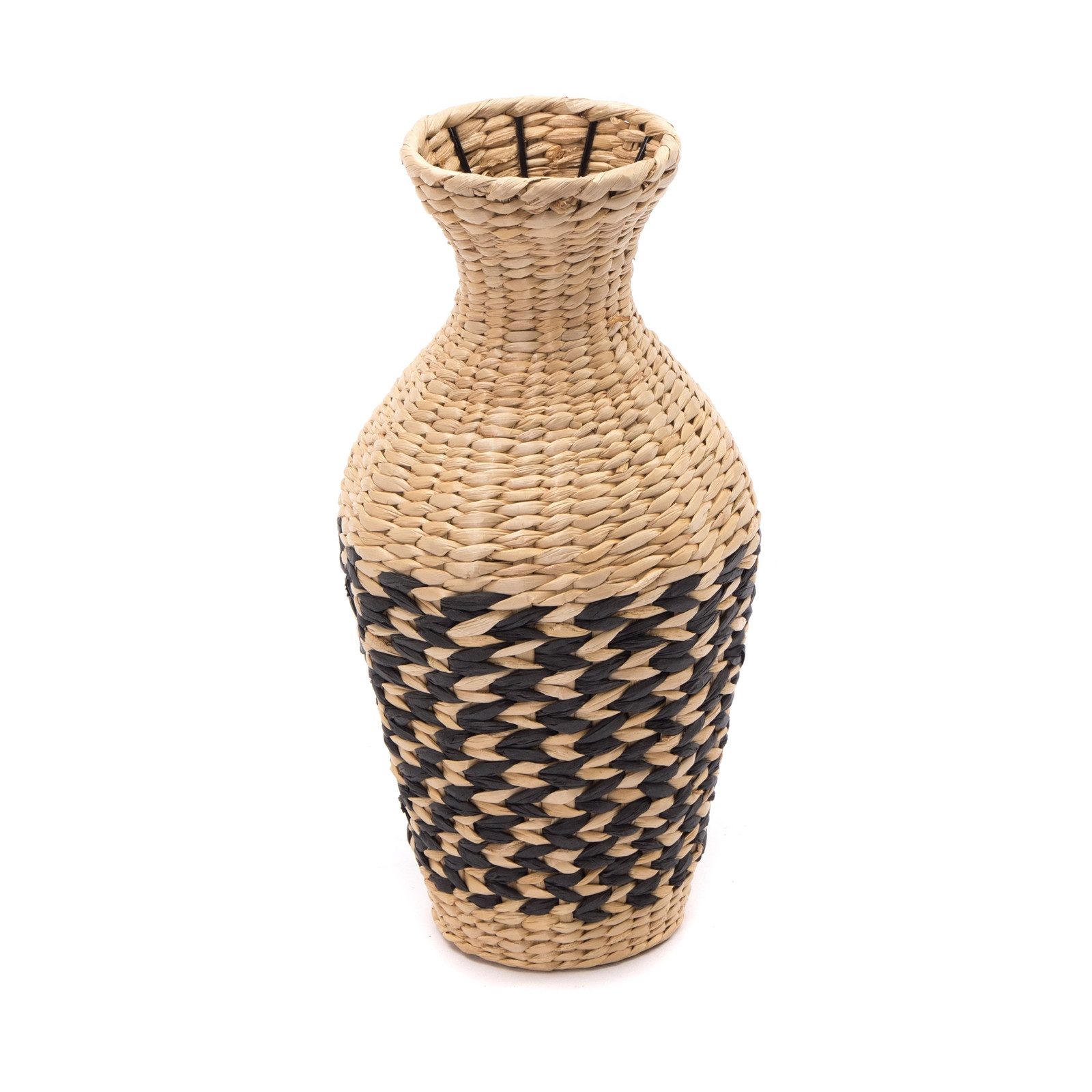 CREEDWOOD Wasserhyazinthenvase STROH VASE "CUADRO", Natur, Schwarz, 42 cm, Deko Boden Vase