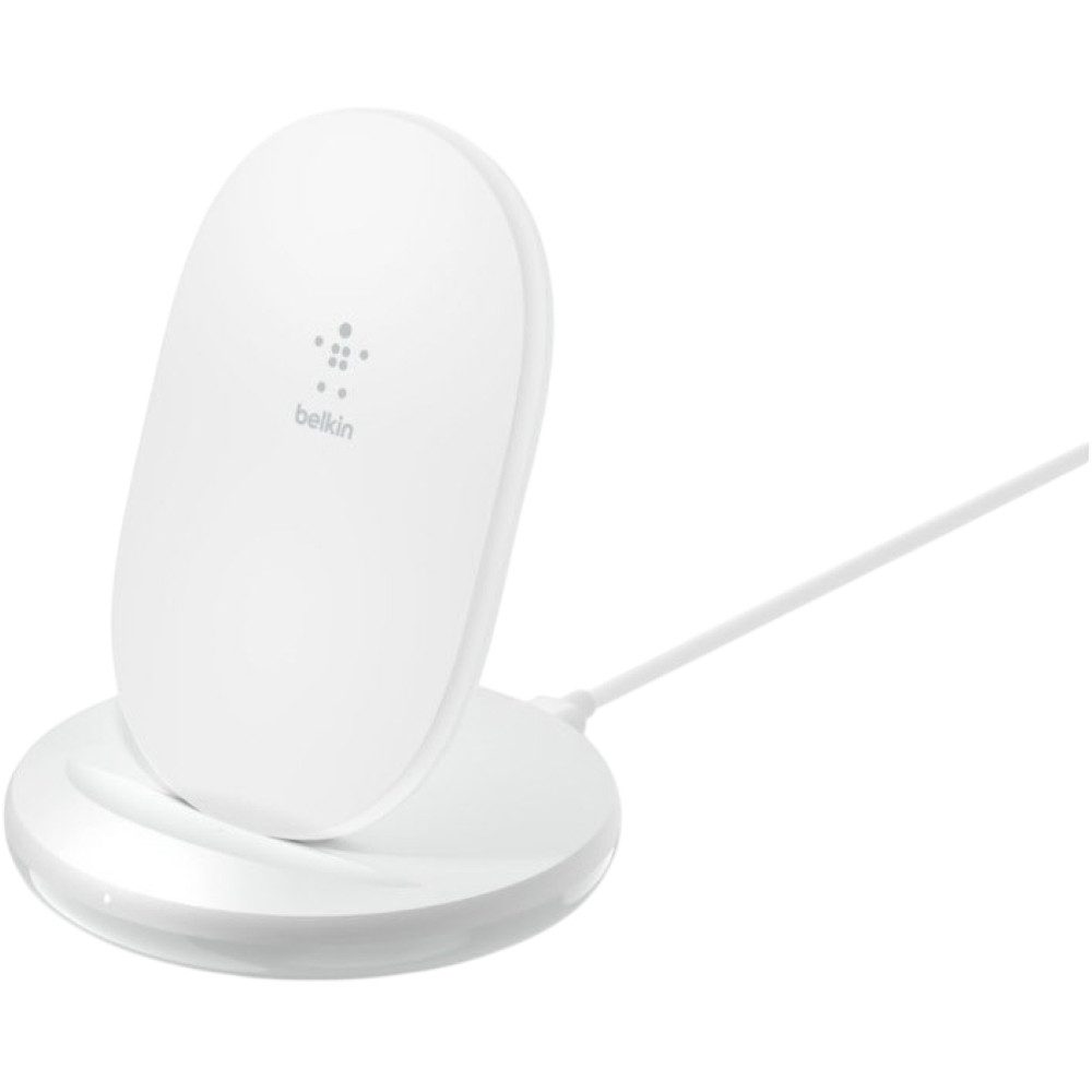 Belkin 15W Wireless Charging Stand & 24W Wall Charger - Ladestation - weiß Ladestation (Schluss mit Kabelsalat, Praktisches Design)