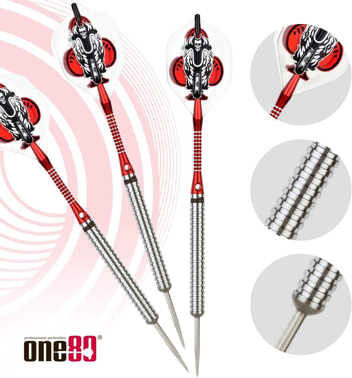 one80 Dartpfeil One80 Tungsten Profi Dartpfeile Set mit Metallspitze