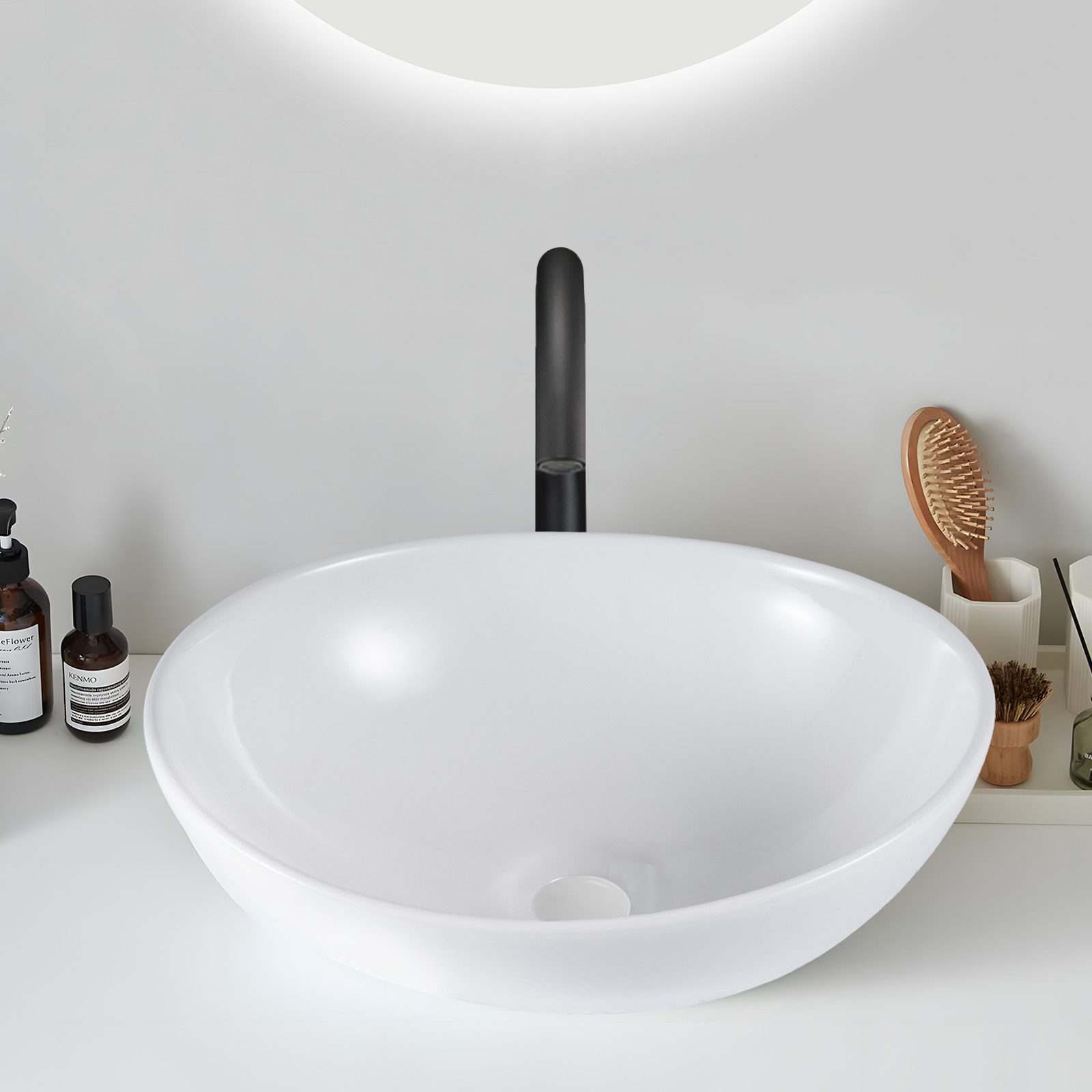 Nettlife Waschbecken Waschbecken Badezimmer Oval, Nano-Beschichtung