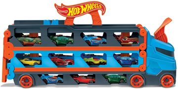 Hot Wheels Spielzeug-Transporter 2-in-1 Rennbahn-Transporter, mit drei Hot Wheels Fahrzeugen