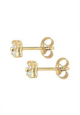 Elli Premium Paar Ohrstecker Blume Zirkonia 585 Gelbgold