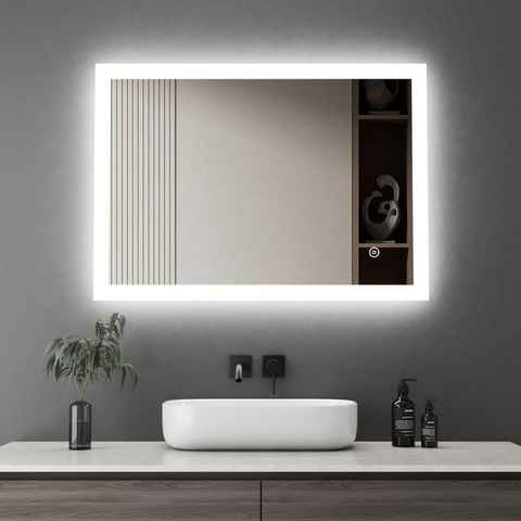 WDWRITTI Badspiegel Wandspiegel Led 80x60 Memory-Funktion 3Lichtfarben Helligkeit dimmbar (Badezimmerspiegel mit Beleuchtung,Spiegel led,Lichtspiegel, 60x80cm), energiesparender,IP44