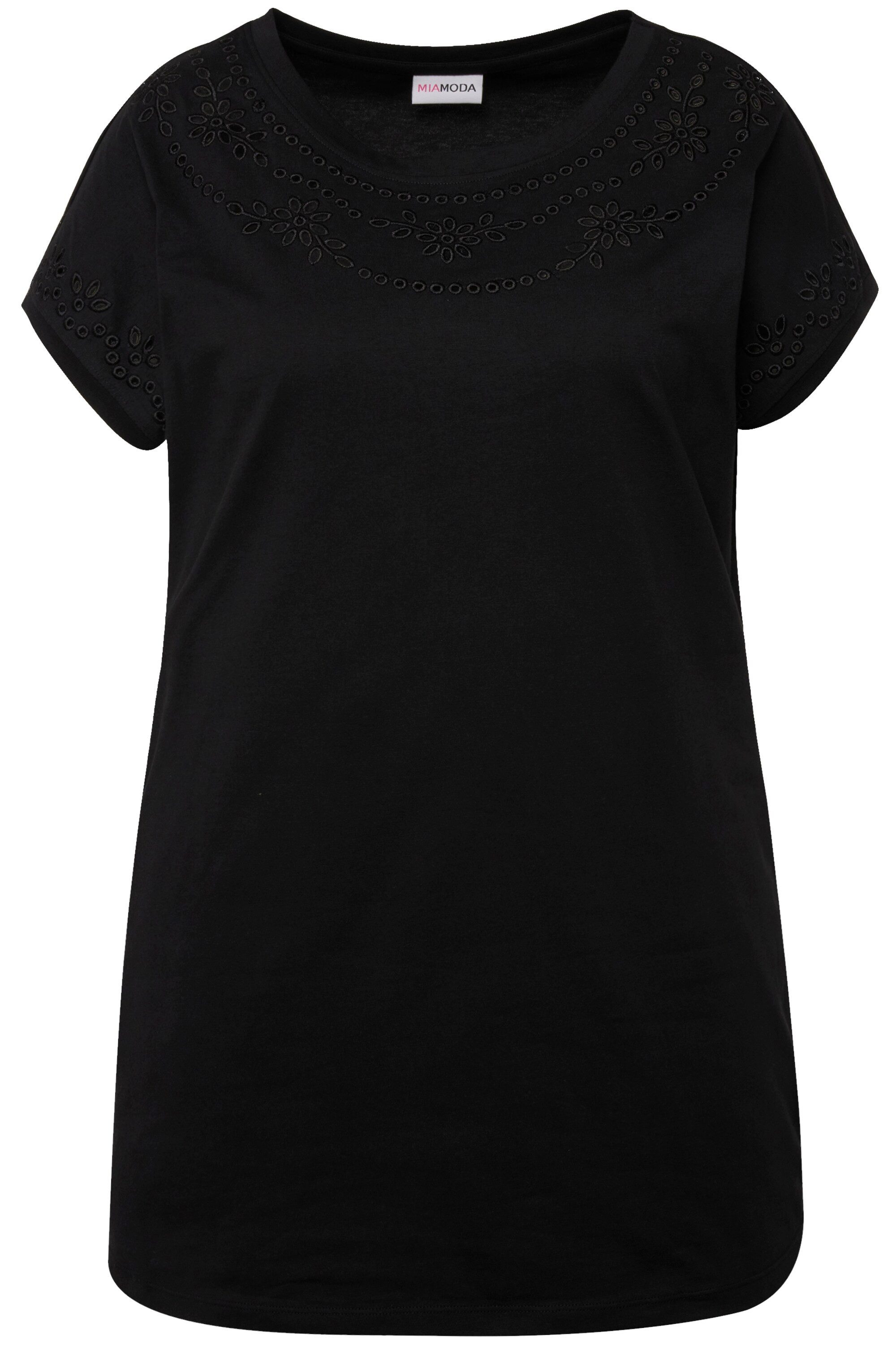 MIAMODA T-Shirt T-Shirt oversized Loch-Stickereien Rundhals günstig online kaufen