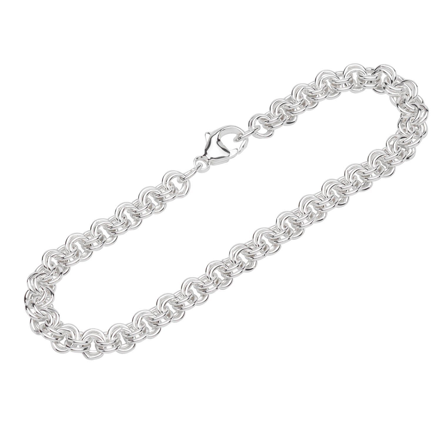 Fußkette 26cm Fußkette 925 Silber Zwillings Ankerkette 4,6mm breite Damen Fußgl