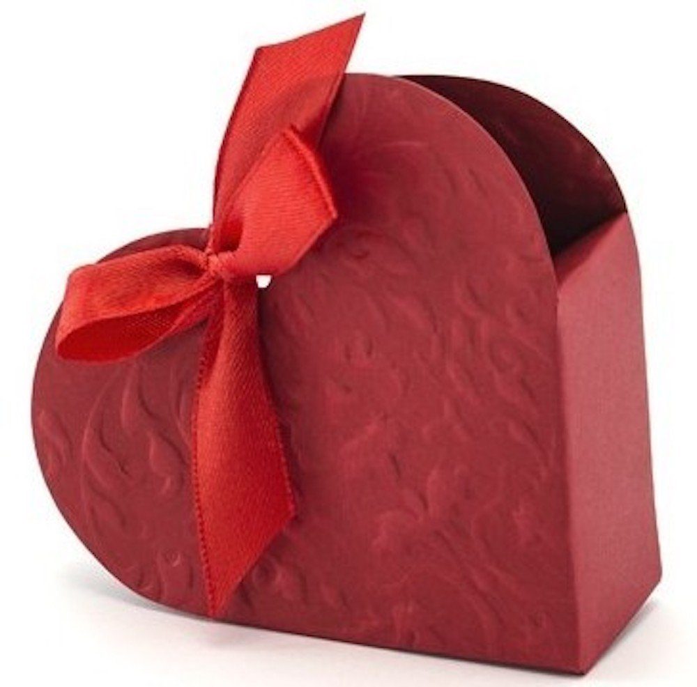 Stück Konfetti 10 Herz Schachteln mit rot, Band, partydeco 10x9x3cm,
