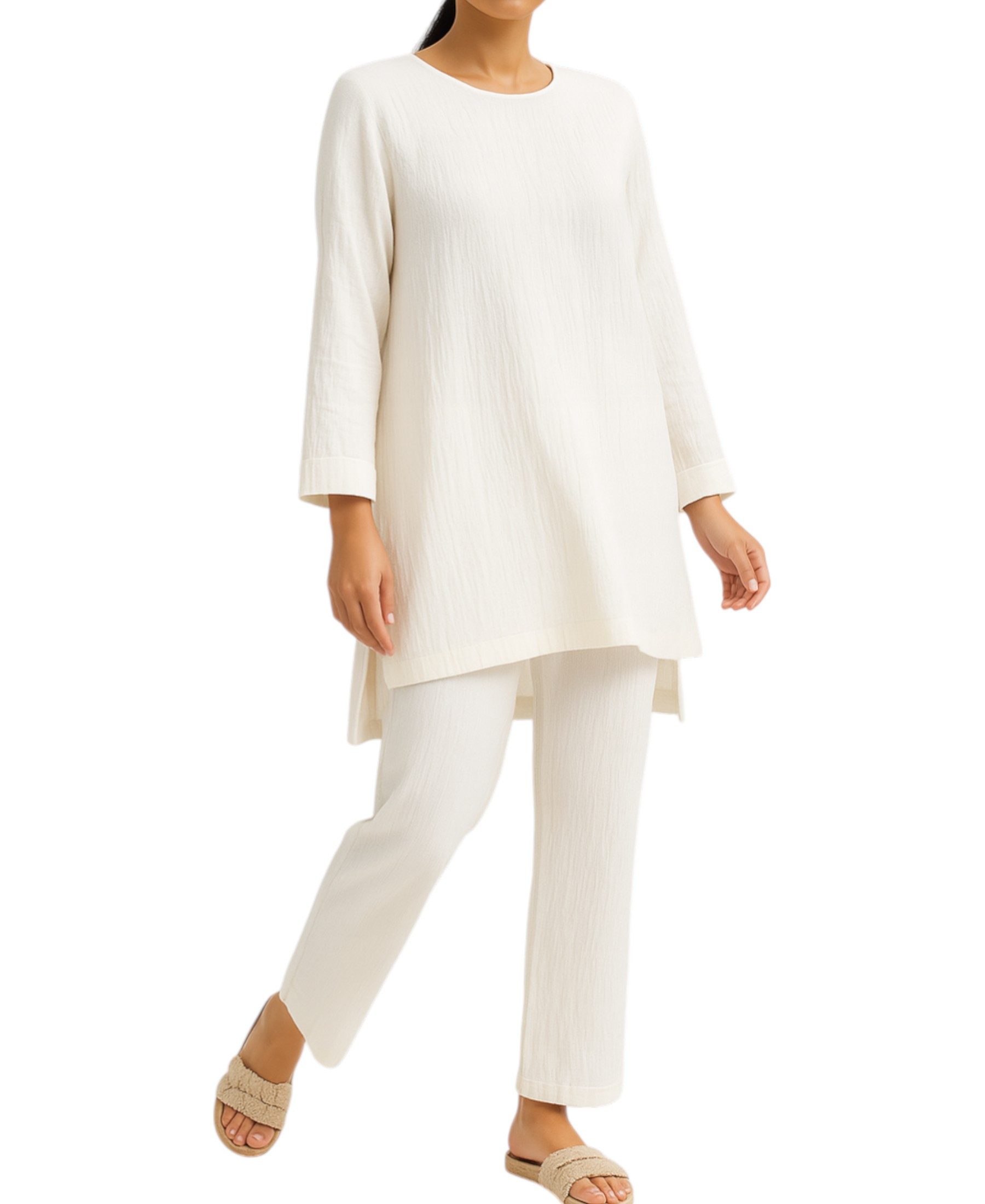 WENOR Hosenanzug Hosenanzug Tunika Set aus Musselin, 100 % Baumwolle, Modes günstig online kaufen