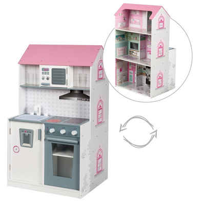 roba® Spielhaus Puppenhaus, wendbares Puppenhaus und Kinderküche in einem