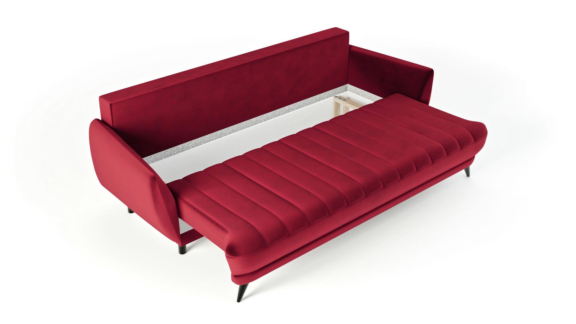 Elegantes Rolo 3-Sitzer modernes - Rot Sofa Siblo 3 Sofa - Dreisitziges bequemes Sofa Wohnzimmer 3-Sitzer -