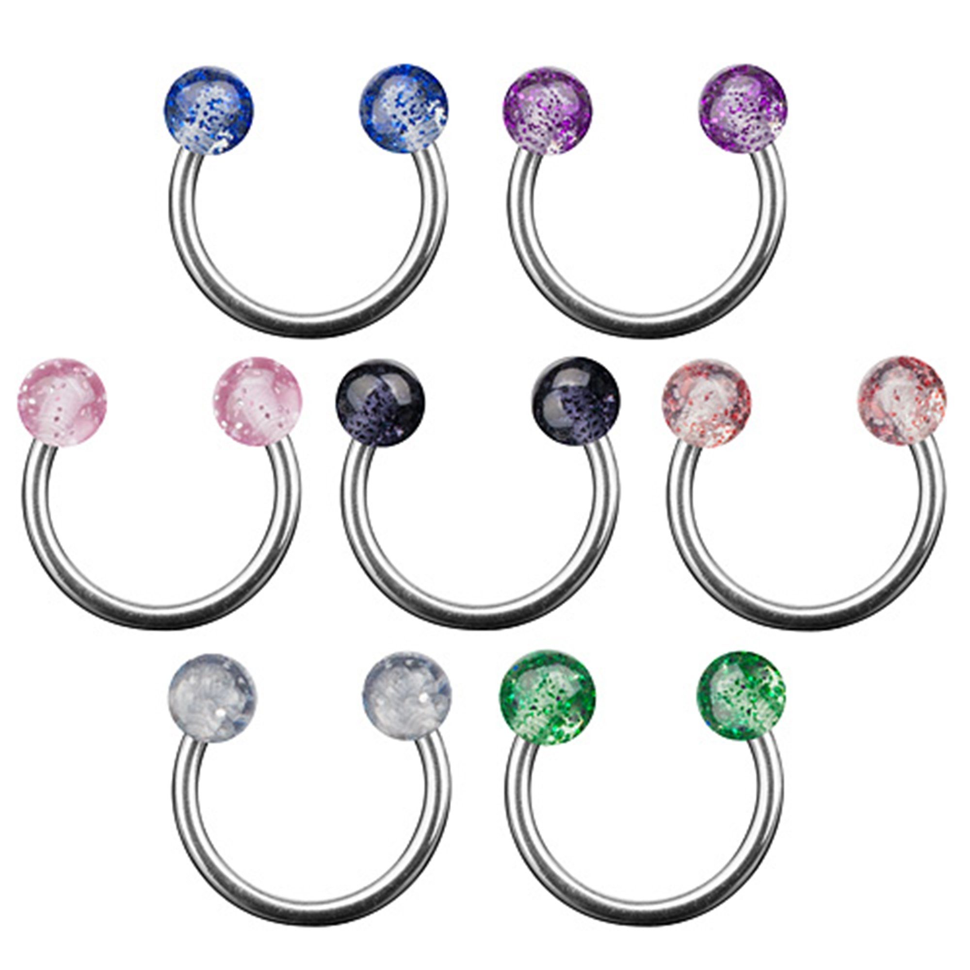 PiercingHufeisen Kugel Doppel Glitter Blau Lippenpiercing Doppel Multi Kugel Multi Ball, Piercing-Set Glitter Taffstyle PiercingHufeisen Schmuck