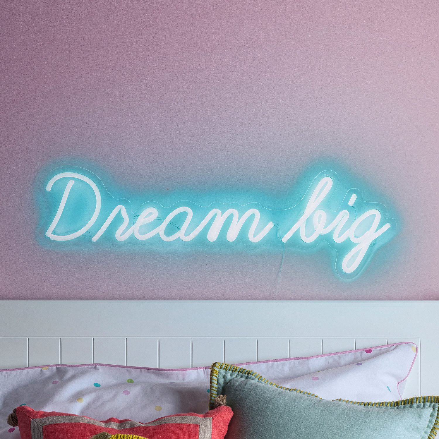 Lights4fun LED Wandleuchte LED Neon Leuchtschriftzug Dream Big
