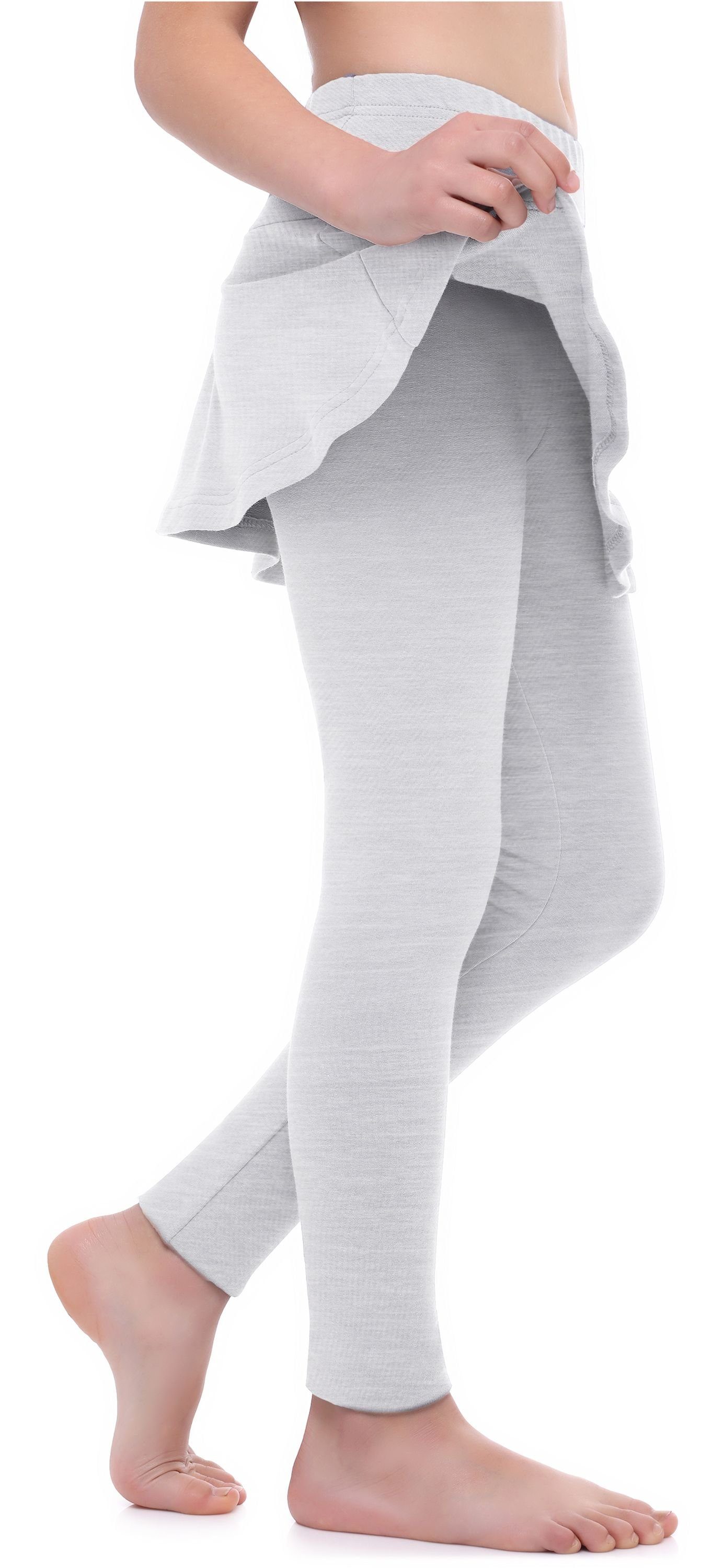 (1-tlg) Leggings Merry Melange Rock Style Baumwolle mit Mädchen elastischer aus Leggings Bund MS10-254 Lange