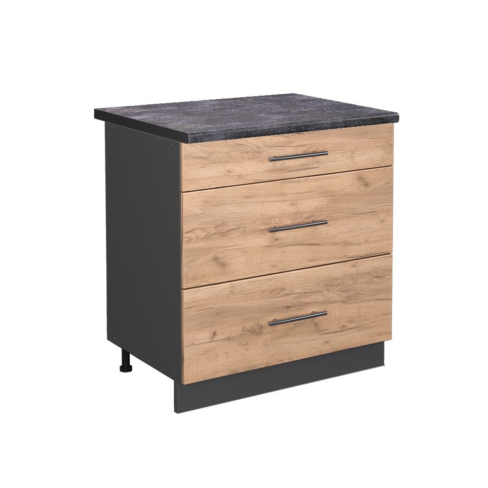 Vicco Unterschrank Fame-Line, Goldkraft Eiche/Anthrazit, 80 günstig online kaufen
