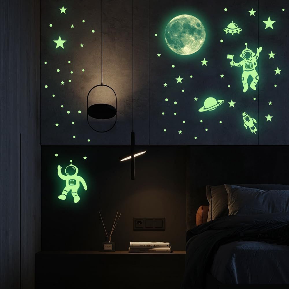 MOPUEA Wandtattoo Dekorative Wandaufkleber, Blumen Fenster Wandsticker Pflanzen/Sterne (Wanddeko Modern Leuchtsticker für Kinderzimmer Schlafzimmer Wohnzimmer,  – Bild 4 von 5