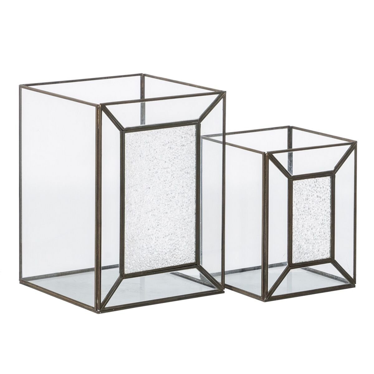 Bigbuy Windlicht Kerzenschale Glas Gold Metall 22 x 22 x 29 cm 2 Stück